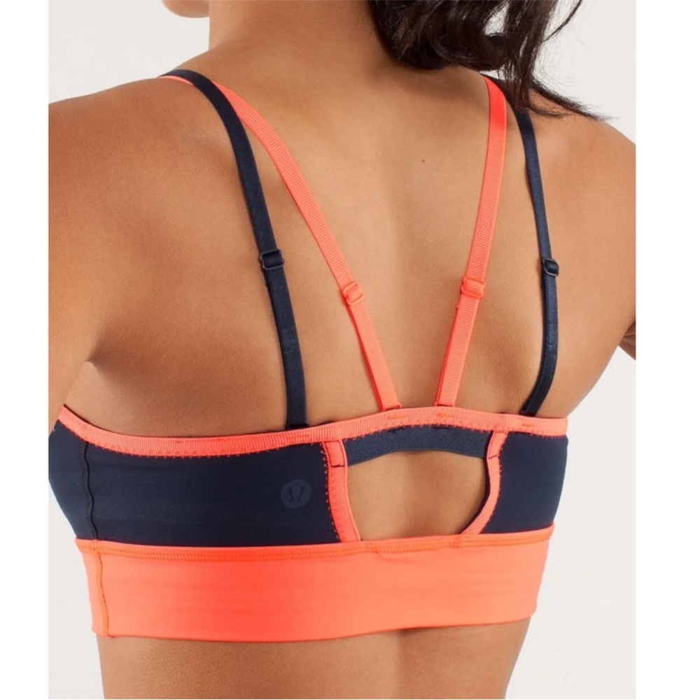 Lululemon FLIP YOUR DOG BRA INKWELL Navy Blue Orange Fluorescent Yoga Run 8 - Picture 2 of 7